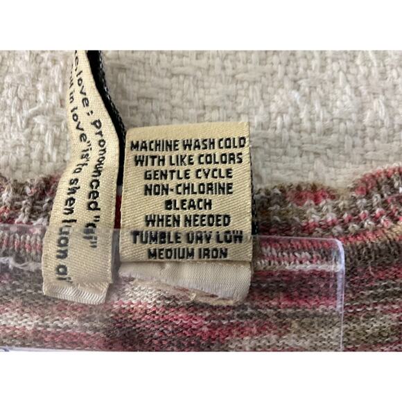 Love Women's Large Pink Cream Long Sleeve Knit Blouse Multicolor V-Neck - Picture 7 of 13